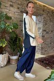 Made in Italy Juno Two Tone Knit Cream & Deep Lagoon
